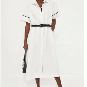Tuckernuck Kate White Shirt Dress with Black Detail & Belt